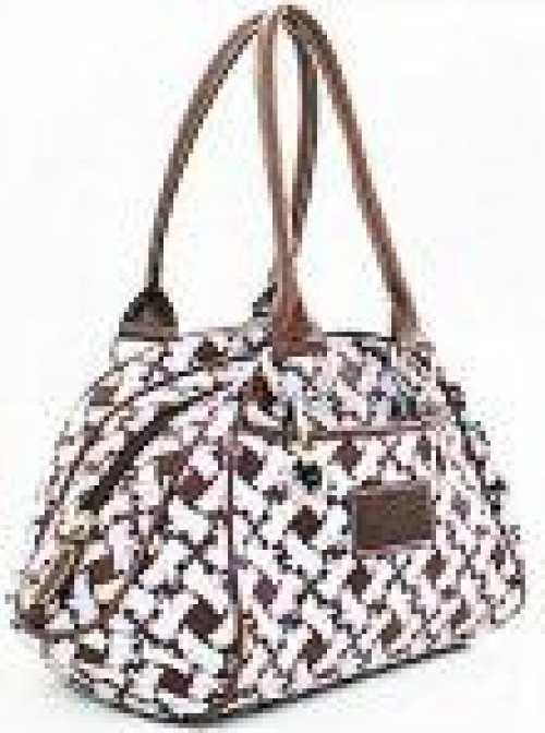 Bear print handbag w/chain accent